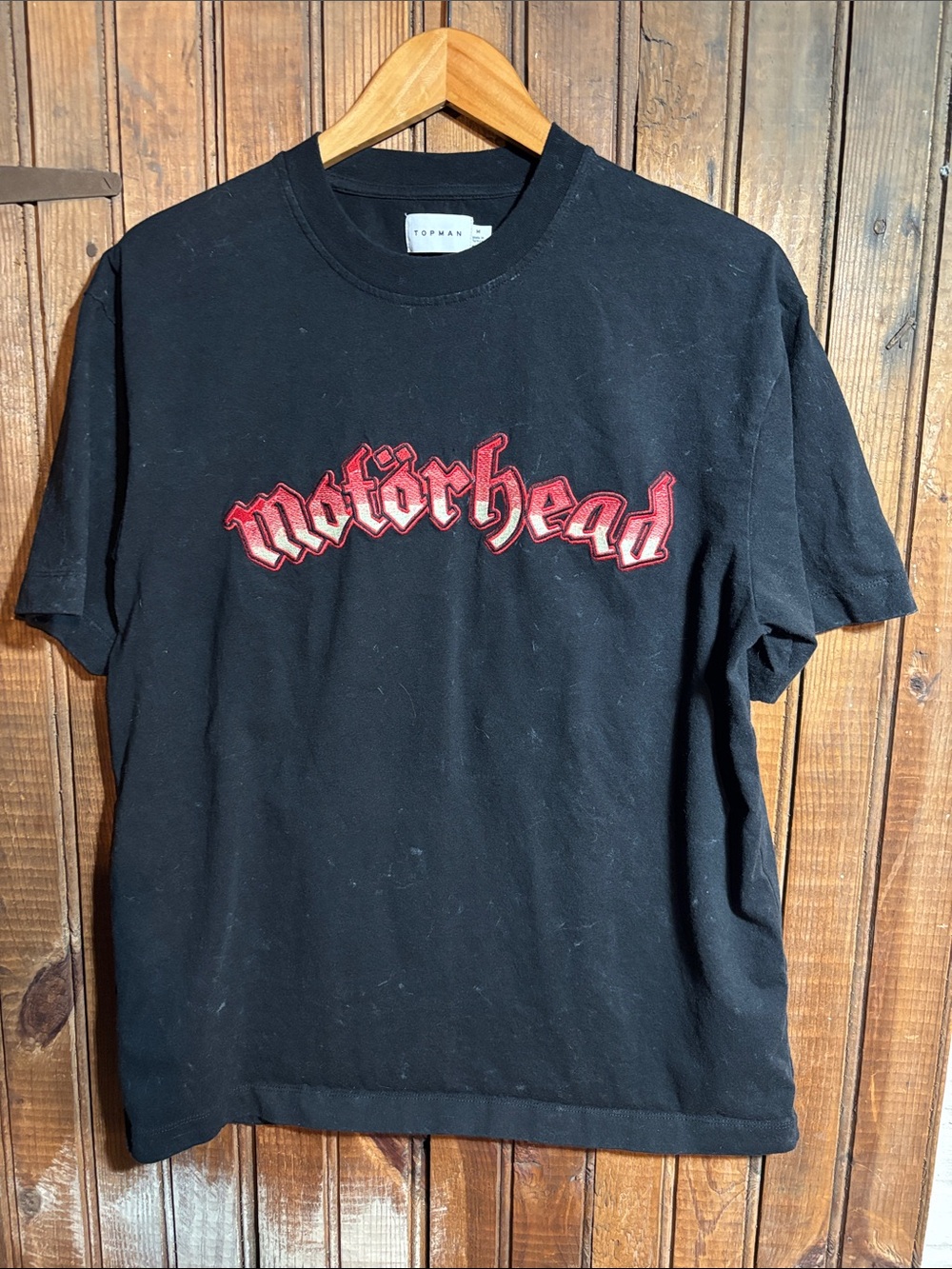 Topman Black Tee with Red Motorhead Script